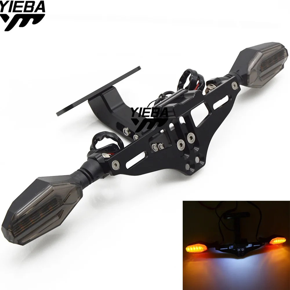 Universal Motorcycle License Plate Bracket Holder LED Turn Light FOR KAWASAKI YAMAHA HONDA SUZUKI BMW DUCATI Benelli
Universal Motorcycle License Plate Bracket Holder LED Turn Light FOR KAWASAKI YAMAHA HONDA SUZUKI BMW DUCATI Benelli
