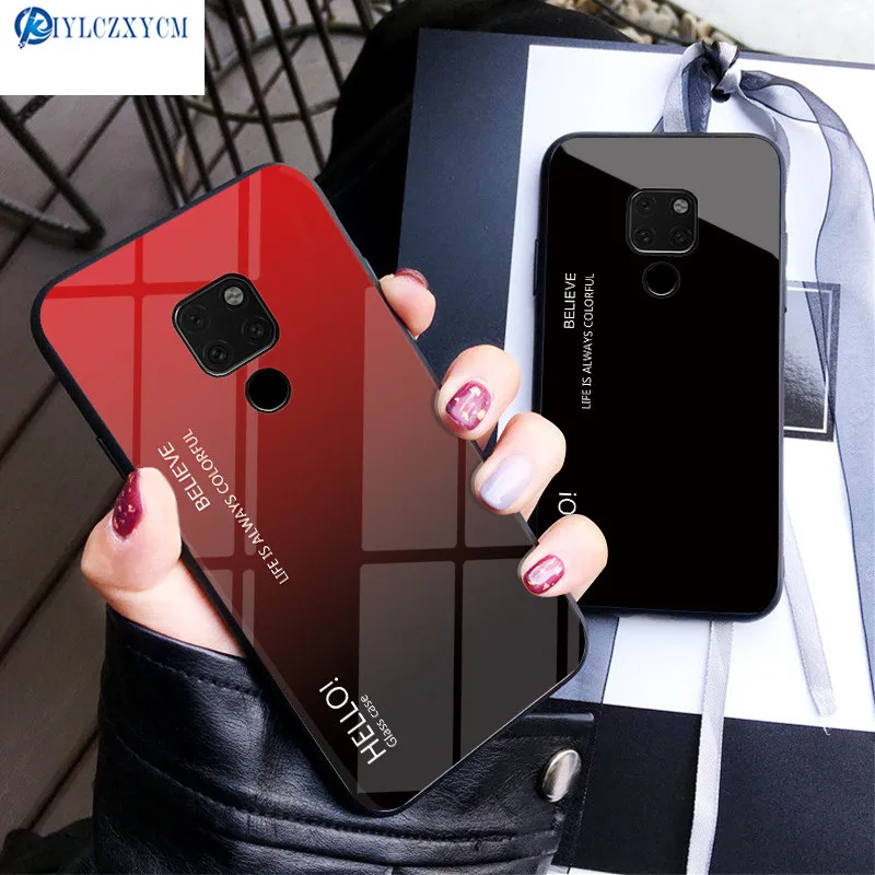 Kiylcxycm для huawei mate 20 Pro Чехол градиент Аврора закаленное стекло задняя крышка X