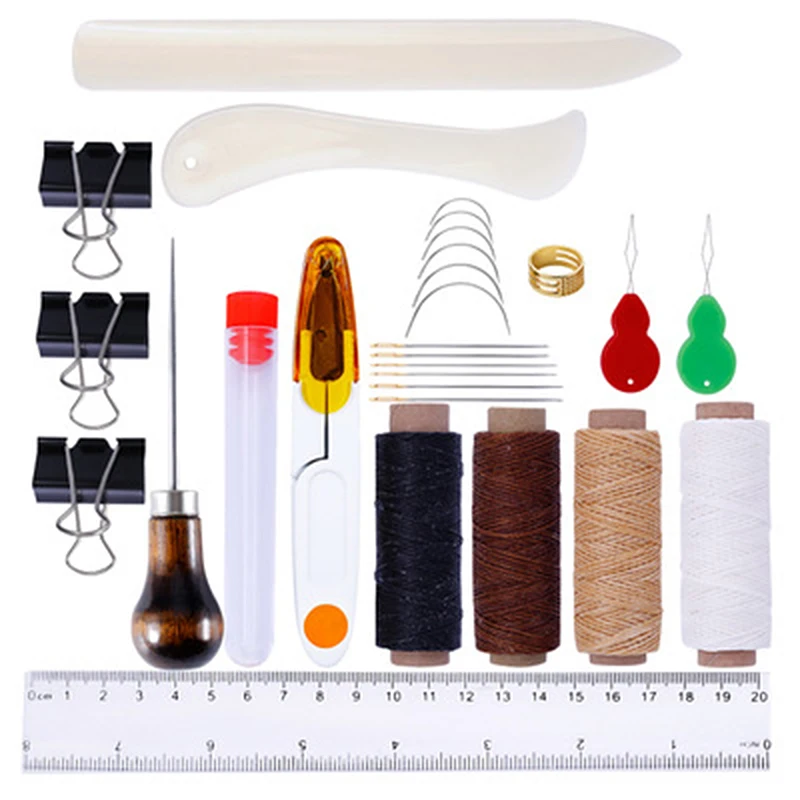 26Pcs/set Leather Craft Hand Stitching Sewing Tool Thread Awl Waxed Thimble Leather Craft sewing Kit
26Pcs/set Leather Craft Hand Stitching Sewing Tool Thread Awl Waxed Thimble Leather Craft sewing Kit