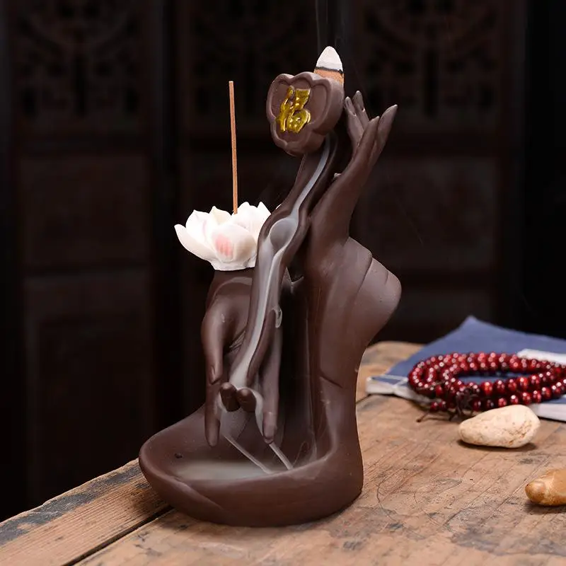 Chinese Lotus Incense Stick Holder Smoke Waterfall Ceramic Incense Burner Buddha'S Hand Incense Burner Buddha Home Zen Decor
Chinese Lotus Incense Stick Holder Smoke Waterfall Ceramic Incense Burner Buddha'S Hand Incense Burner Buddha Home Zen Decor