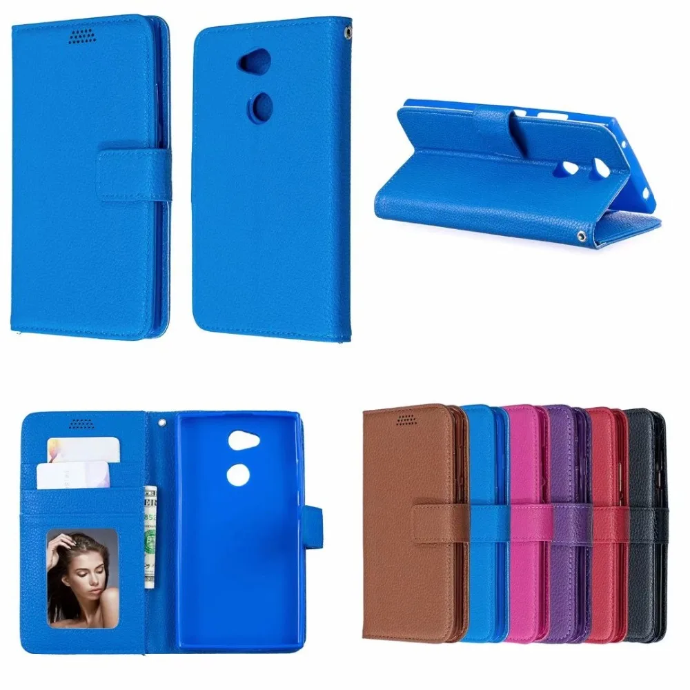 

100pcs/lot Double Fold Lychee Leather PU+TPU Case with Stand for Sony Xperia 10 XA3 XA2 L2 L3 XZ2 XZ2 Compact