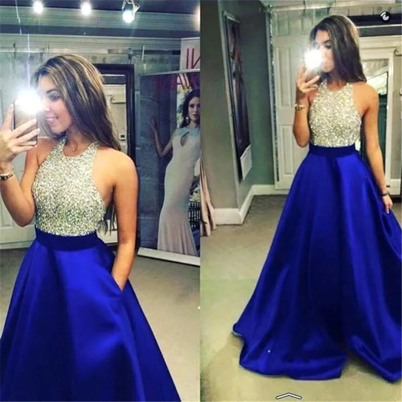 Abendkleider Halter vestidos de fiesta robe de soiree courte vestido de festa longo Crystal Beads Royer Blue Women Evening Dress
Abendkleider Halter vestidos de fiesta robe de soiree courte vestido de festa longo Crystal Beads Royer Blue Women Evening Dress