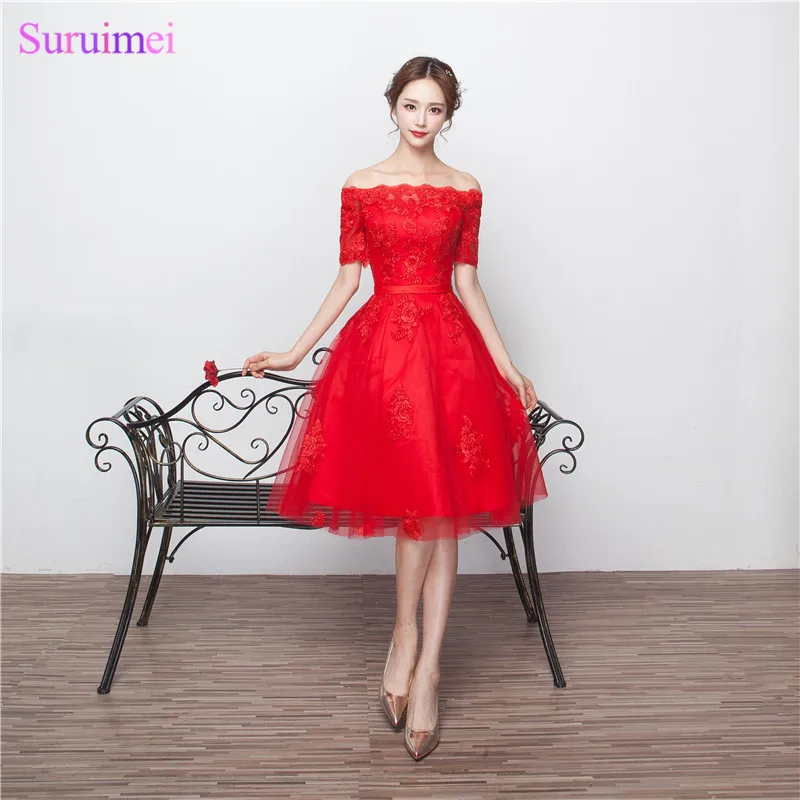 Free shipping French Lace High Quality Short Sleeve Knee Length Short Prom Dresses Red Party Gown Damas De Honor Cortos
Free shipping French Lace High Quality Short Sleeve Knee Length Short Prom Dresses Red Party Gown Damas De Honor Cortos