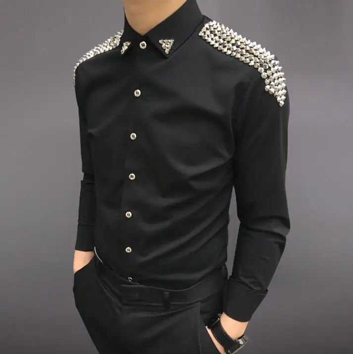 Fashion Brand Casual Men Shirts Business Slim Fit Black and White Stage Male Singer Shirt Male Singer Stage Mens Shirts Studded
Fashion Brand Casual Men Shirts Business Slim Fit Black and White Stage Male Singer Shirt Male Singer Stage Mens Shirts Studded