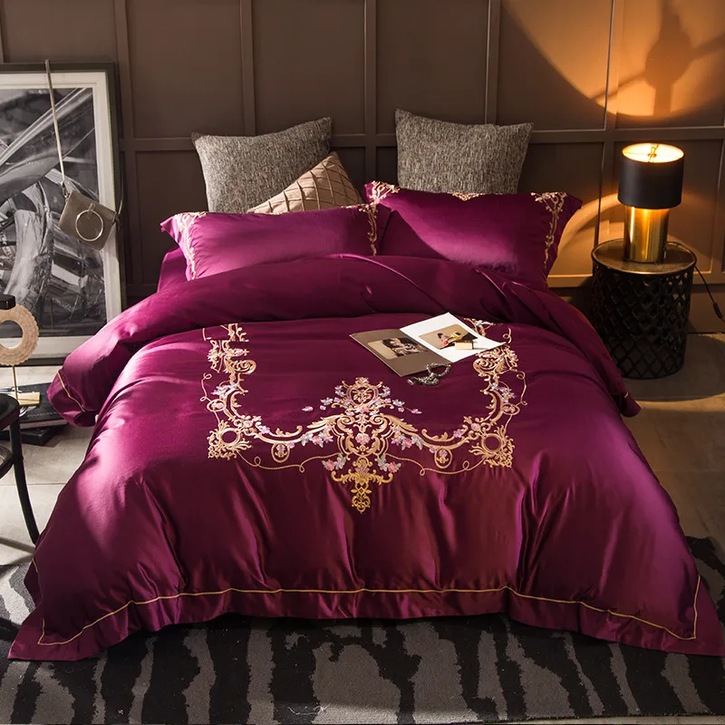 Red Embroidered Bedding set 60S Silk Cotton Luxury Wedding Royal Bed set King Queen size bed sheet set Duvet cover 36
Red Embroidered Bedding set 60S Silk Cotton Luxury Wedding Royal Bed set King Queen size bed sheet set Duvet cover 36