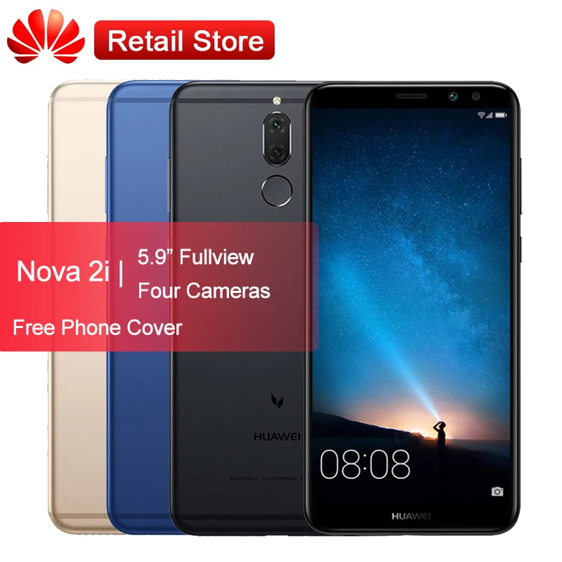 Huawei Коврики 10 lite Nova 2i телефон 5 9 ''HD Kirin 659 Octa Core Android 7 0 3340 мАч 4 камеры отпечатков