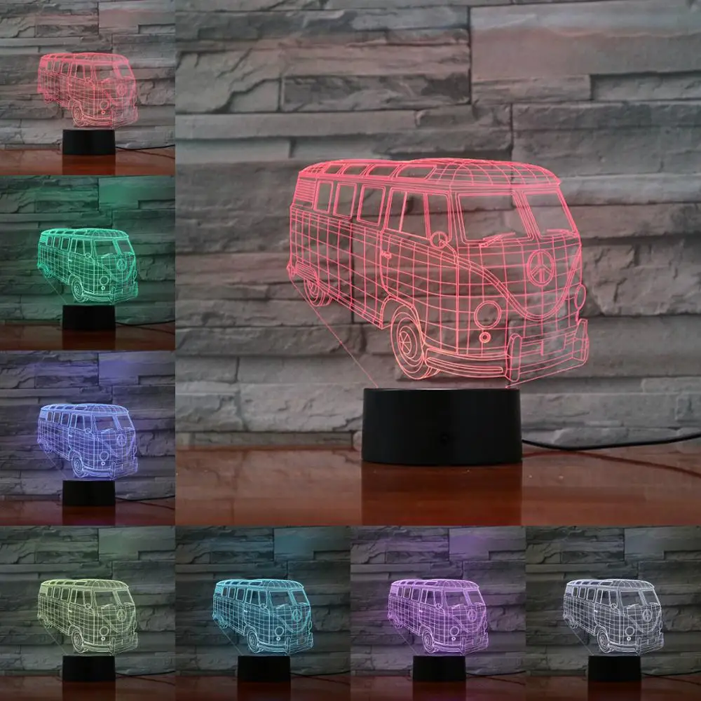 VCity NEW 3D Lamp Night Light LED Bulb Bus Multicolor Holiday Christmas Birthday Portable Gifts For Children Kid Toy RGB
VCity NEW 3D Lamp Night Light LED Bulb Bus Multicolor Holiday Christmas Birthday Portable Gifts For Children Kid Toy RGB