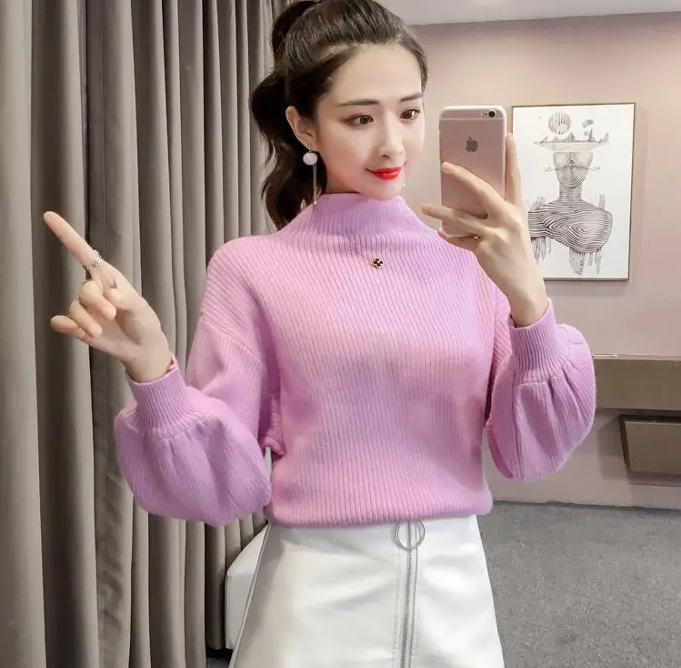 2020 Autumn Fashion Women Turtleneck Lantern Sleeve Pullovers Knitted Jumper Tops Sweaters Female Outwear One Size
2020 Autumn Fashion Women Turtleneck Lantern Sleeve Pullovers Knitted Jumper Tops Sweaters Female Outwear One Size