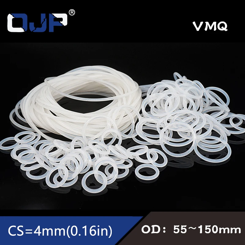 White Rings Silicone/VMQ 4mm Thickness OD 55/60/65/70/72/75/80/85/90/95/100/105/150mm Rubber O-ring Seal Gasket Strip Washer
White Rings Silicone/VMQ 4mm Thickness OD 55/60/65/70/72/75/80/85/90/95/100/105/150mm Rubber O-ring Seal Gasket Strip Washer