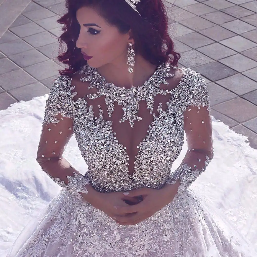 Luxury Beading Long Sleeve Muslim Wedding Gowns royal Train Sequined Lace Wedding Dresses Turke Robe De Mariage
Luxury Beading Long Sleeve Muslim Wedding Gowns royal Train Sequined Lace Wedding Dresses Turke Robe De Mariage