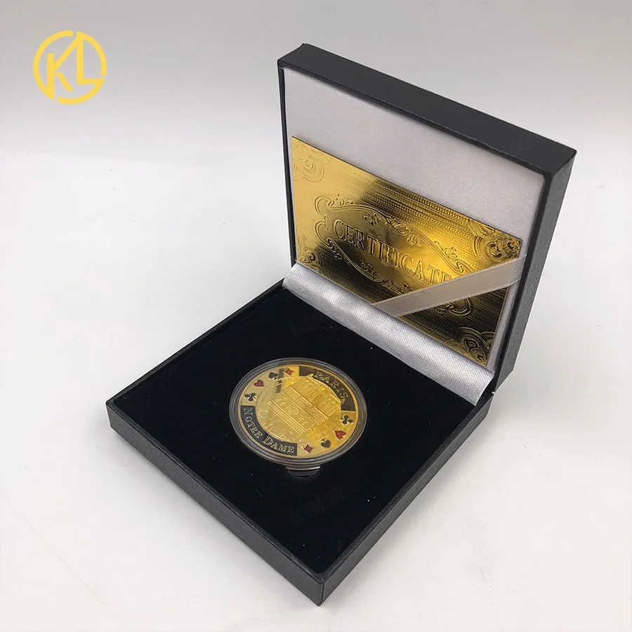 Hot New Gold Plated Coin Paris France Coin Notre Dame Cathedral Custom Challenge Coin Bank With Nice box For Business
Hot New Gold Plated Coin Paris France Coin Notre Dame Cathedral Custom Challenge Coin Bank With Nice box For Business