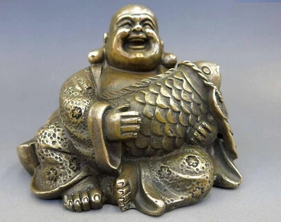 Copper Brass CHINESE crafts Asian China copper carved lucky fish happy Maitreya Buddha Sculpture Statue
Copper Brass CHINESE crafts Asian China copper carved lucky fish happy Maitreya Buddha Sculpture Statue