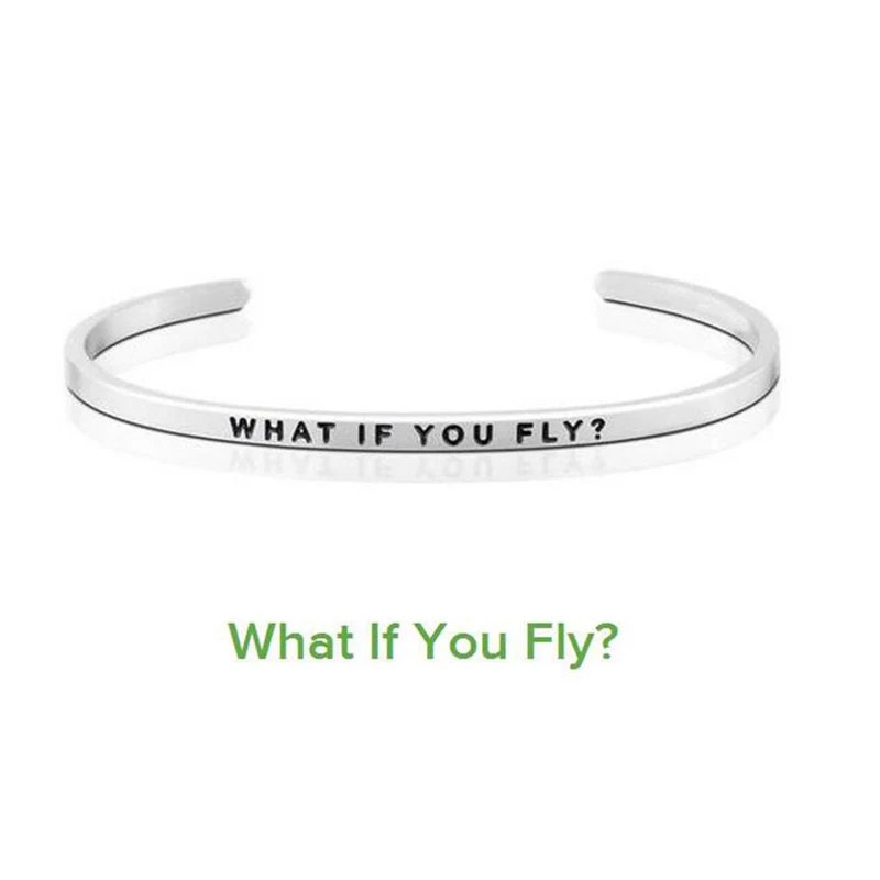 Браслет из нержавеющей стали с выгравированной надписью WHAT IF YOU FLY|Браслеты| |