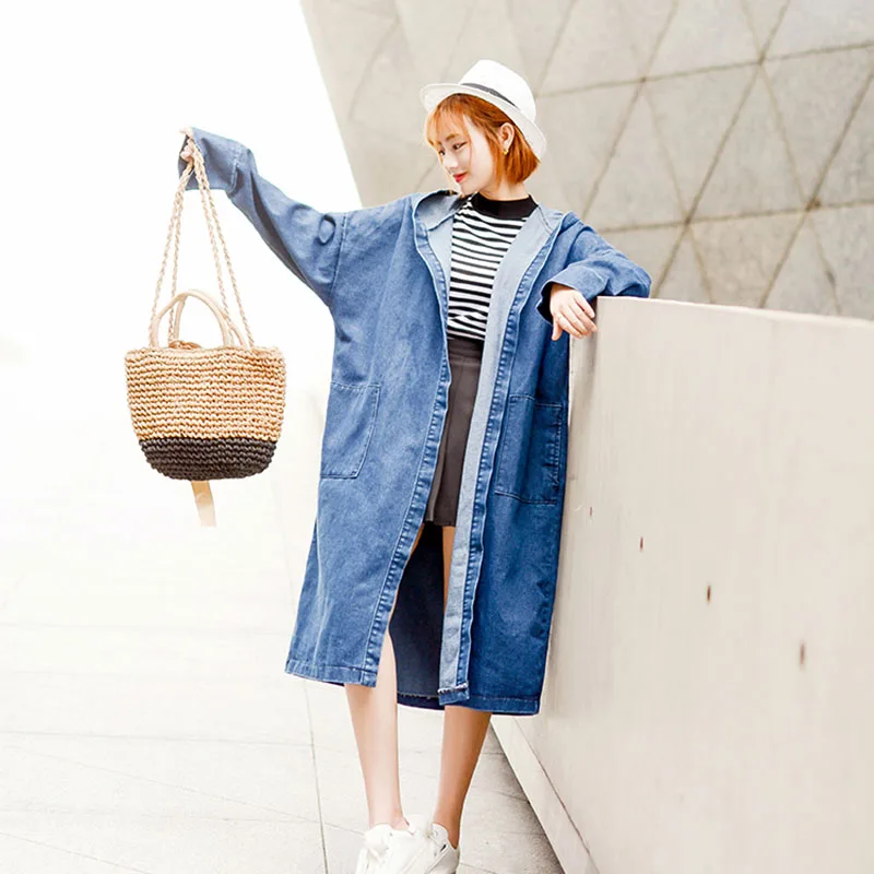 2019 new spring autumn women casual wind large size loose couple cowboy windbreaker Female long hooded cardigan coat lady s40
2019 new spring autumn women casual wind large size loose couple cowboy windbreaker Female long hooded cardigan coat lady s40