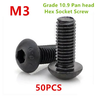 50PCS M3*6/8/10/12/16/20/25/30/40/45/50 ISO7380 Grade 10.9 Black Pan Head Hex Socket Button Cap Screw
50PCS M3*6/8/10/12/16/20/25/30/40/45/50 ISO7380 Grade 10.9 Black Pan Head Hex Socket Button Cap Screw