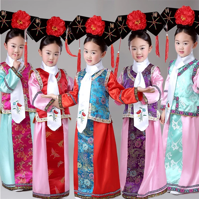 Hanfu/детское китайское платье принцессы династии Цин традиционное для девочек на