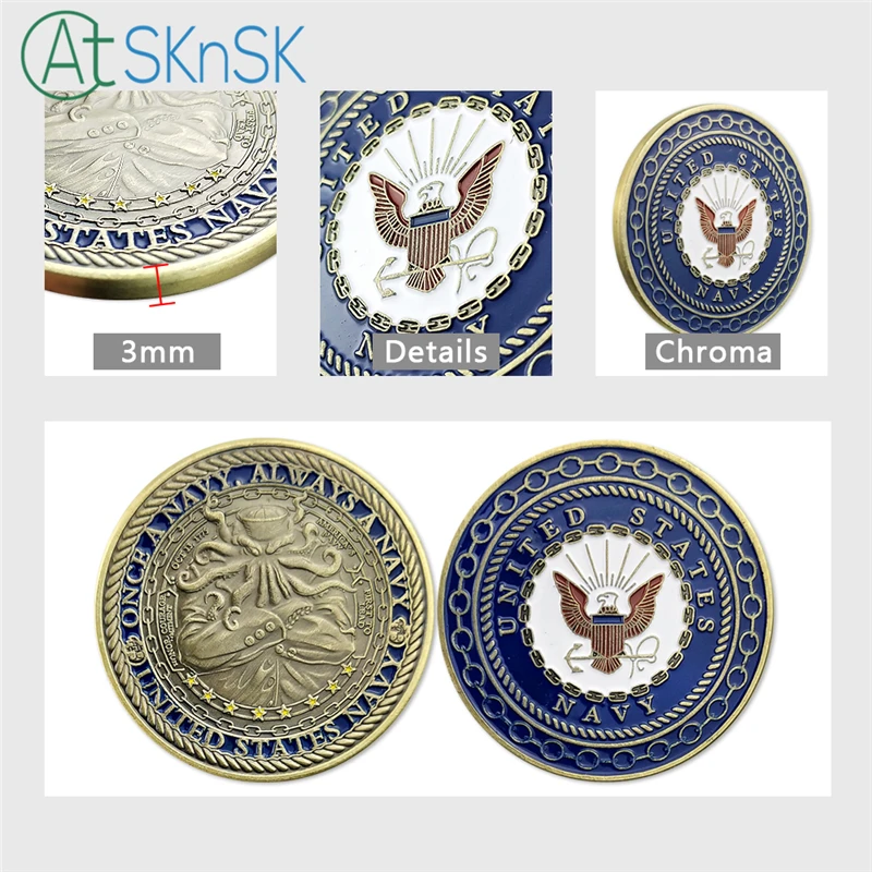 1PC's United States Navy Challenge Coin Octopus Coins Collectibles Once A Navy Always A Navy U.S. Navy Commemorative Coins
1PC's United States Navy Challenge Coin Octopus Coins Collectibles Once A Navy Always A Navy U.S. Navy Commemorative Coins
