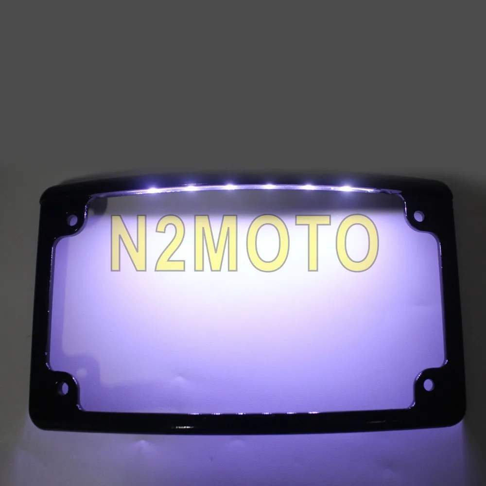 White 6pcs LED Curved License Plate Frame LED Light for Harley Touring Softail 7-3/16" x 4-1/4" Standard Licence Plates
White 6pcs LED Curved License Plate Frame LED Light for Harley Touring Softail 7-3/16" x 4-1/4" Standard Licence Plates
