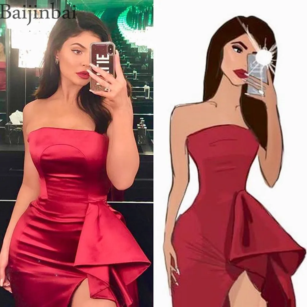 Baijinbai Kylie Jenner Светоотражающие вечерние платья облегающие высокие разрезы Clive Davis