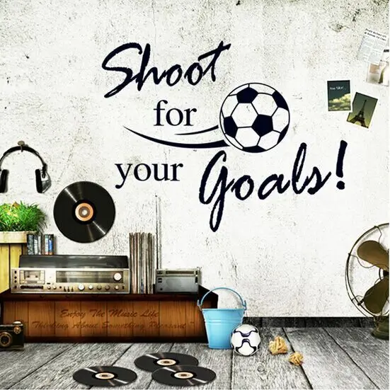 

High Quality 80*60cm Shoot for Your Goals Kids Room Wall Decals & Football English Letters Wall Sticker & Removable Sticker