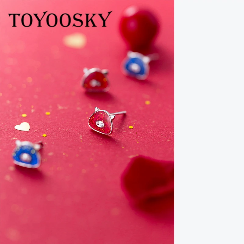 Fashion 925 Sterling Silver Lucky Pig Blue Red Color Stud Earrings Women Women Birthday Party Animal Jewelry
Fashion 925 Sterling Silver Lucky Pig Blue Red Color Stud Earrings Women Women Birthday Party Animal Jewelry