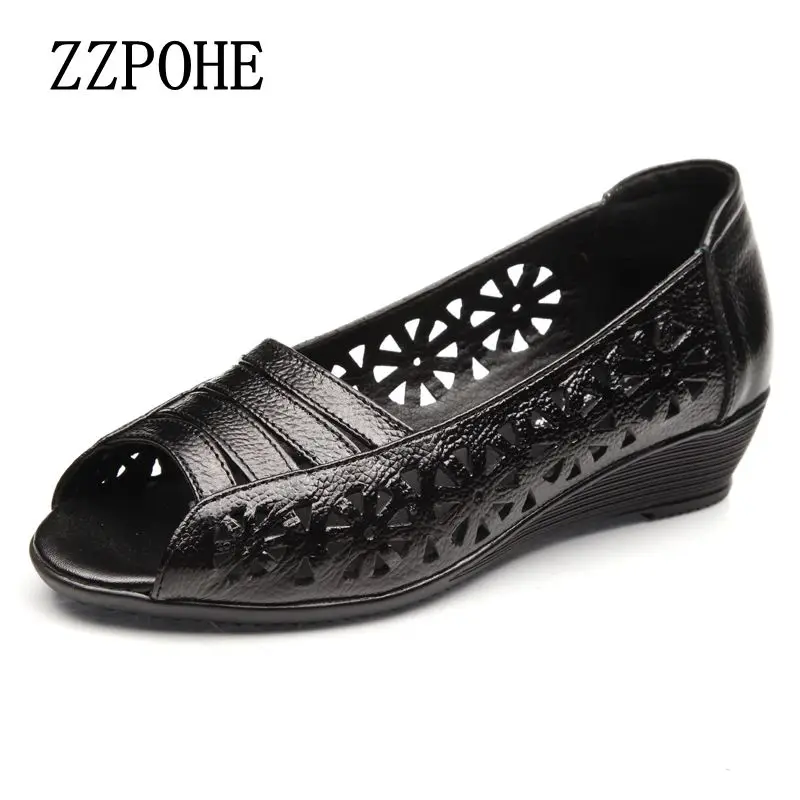 ZZPOHE Summer leather middle-aged fish mouth sandals Women fashion shallow mouth hole shoes soft bottom mother Flat shoes 40
ZZPOHE Summer leather middle-aged fish mouth sandals Women fashion shallow mouth hole shoes soft bottom mother Flat shoes 40