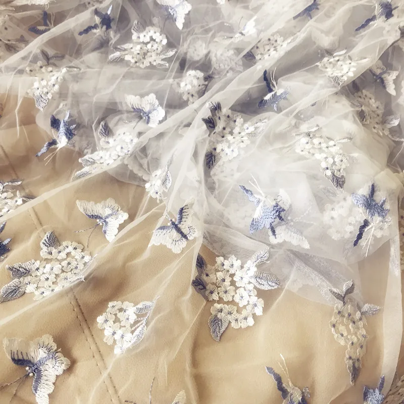 2 yards 125cm 49" wide ivory blue butterfly organza embroidered veil fabric cloth dress curtain clothing QL4K60
2 yards 125cm 49" wide ivory blue butterfly organza embroidered veil fabric cloth dress curtain clothing QL4K60