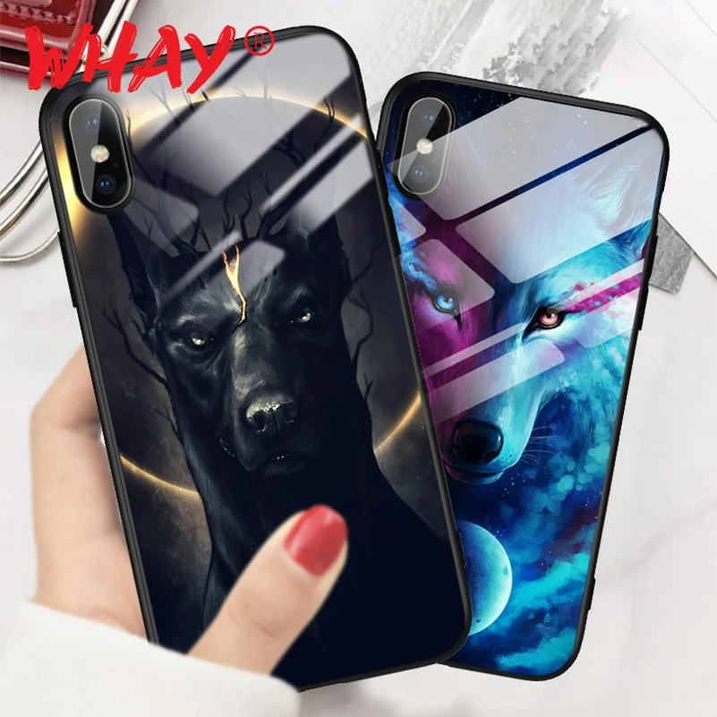 Стеклянный чехол для телефона iPhone X 8 7 6 S Plus силиконовый роскошный с животными iPhone8