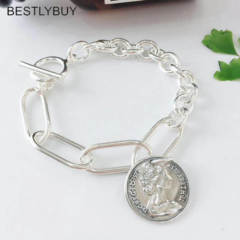 BESTLYBUY British Queen Coin Bracelets Women Jewelry 925 sterling silver Link Chain Bracelets Bangles Women Wholesale
BESTLYBUY British Queen Coin Bracelets Women Jewelry 925 sterling silver Link Chain Bracelets Bangles Women Wholesale
