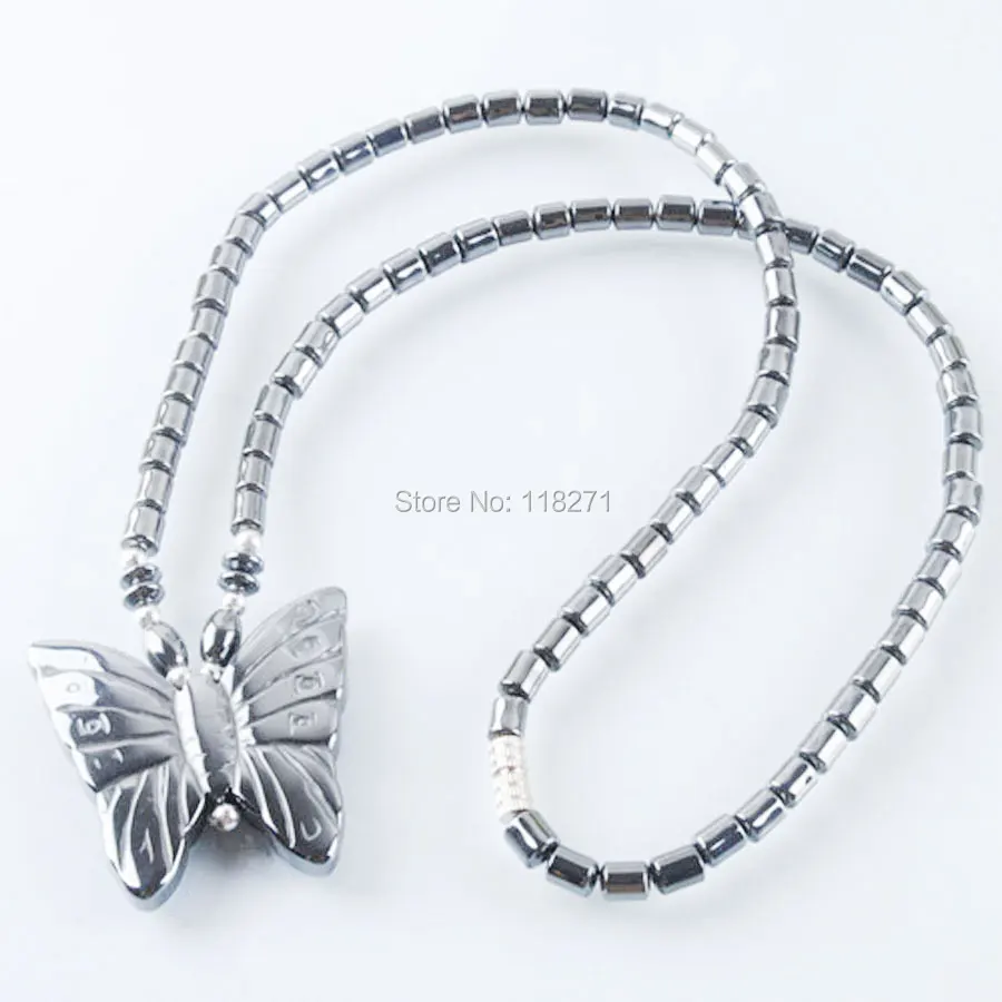 WOJIAER Black Non Magnetic Hematite Gem Stone Butterfly Beads Pendant Necklace 17 1/2 Inches Jewelry PF3034
WOJIAER Black Non Magnetic Hematite Gem Stone Butterfly Beads Pendant Necklace 17 1/2 Inches Jewelry PF3034