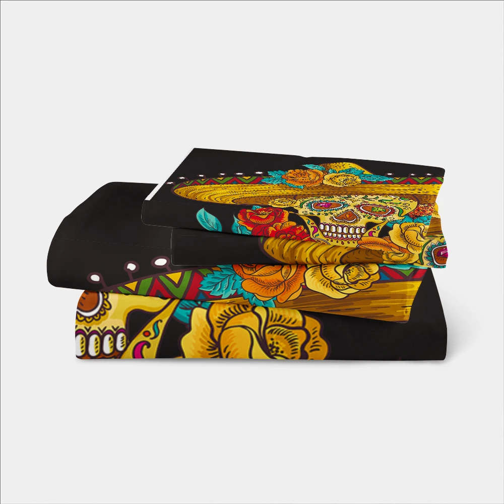 Golden Sugar Skull Bedding Set Flowers Straw Hat Duvet Cover King Queen Bed Sheet Pillow Case Day of the Dead Bedclothes D45
Golden Sugar Skull Bedding Set Flowers Straw Hat Duvet Cover King Queen Bed Sheet Pillow Case Day of the Dead Bedclothes D45