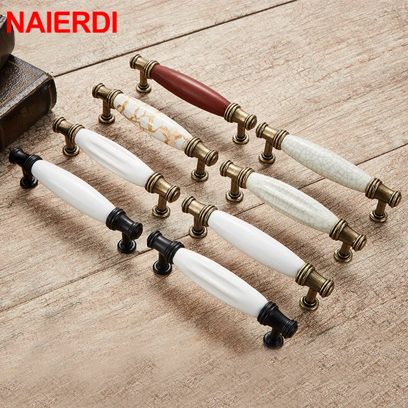 NAIERDI Antique Bronze Ceramic White Cabinet Handles Zinc Alloy Drawer knobs Wardrobe Door Handle European Furniture Hardware
NAIERDI Antique Bronze Ceramic White Cabinet Handles Zinc Alloy Drawer knobs Wardrobe Door Handle European Furniture Hardware