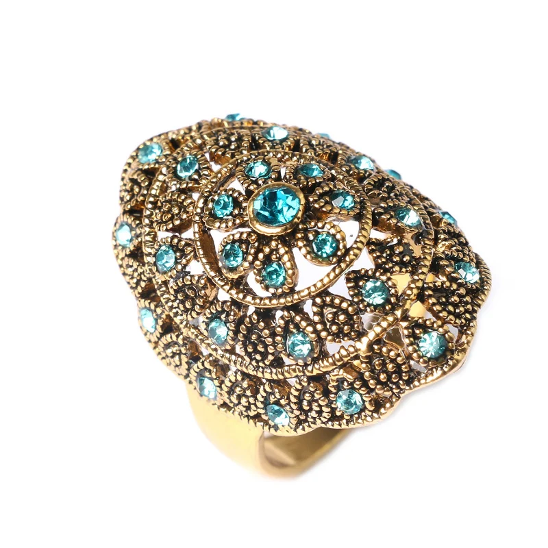 Exaggerated Vintage Rings For Woman Hollow Carved Crystal Inlaid Color Diamond Ring Jewelry Ancient Gold Wedding Accessories
Exaggerated Vintage Rings For Woman Hollow Carved Crystal Inlaid Color Diamond Ring Jewelry Ancient Gold Wedding Accessories