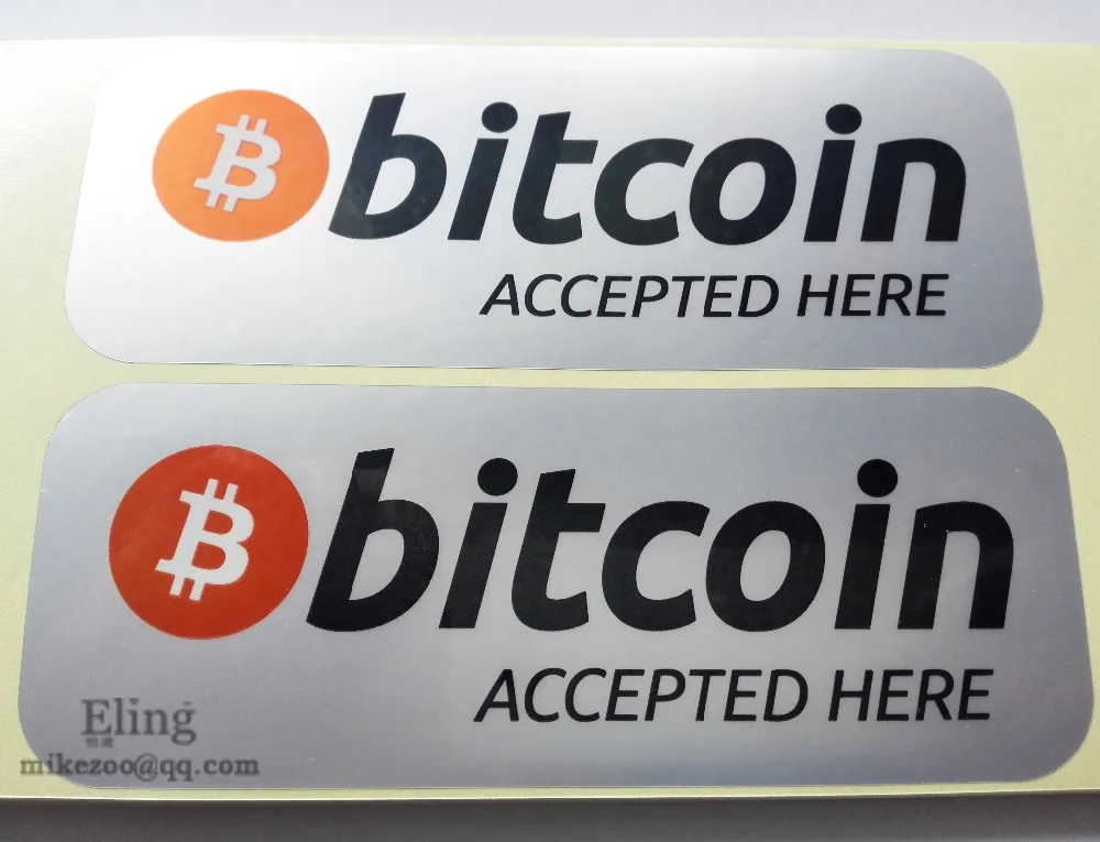 800pcs/lot 14.5x5.5cm BITCOIN ACCEPTED HERE Self-adhesive silver PET label sticker waterproof, Item No. FS02
800pcs/lot 14.5x5.5cm BITCOIN ACCEPTED HERE Self-adhesive silver PET label sticker waterproof, Item No. FS02