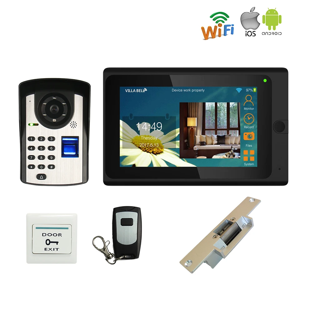720 P wifi IP 7 "сенсорный экран видеодомофон дверной телефон набор для записи панель