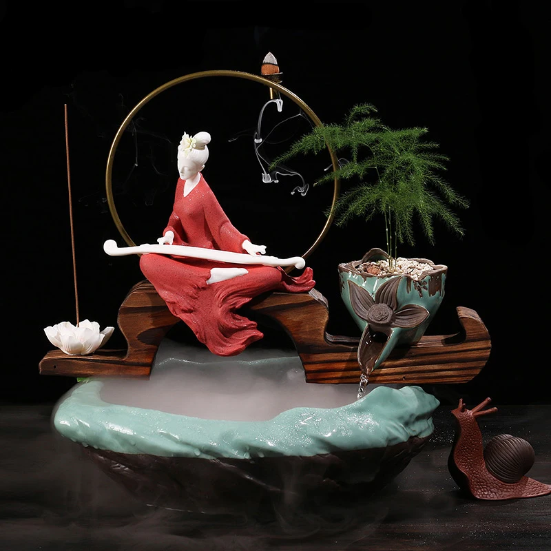 110/220V Ceramic Vintage Goddess Water Fountain Office Incense Burner Home Art Decoration Decor Purifying Air for Birthday Gifts
110/220V Ceramic Vintage Goddess Water Fountain Office Incense Burner Home Art Decoration Decor Purifying Air for Birthday Gifts