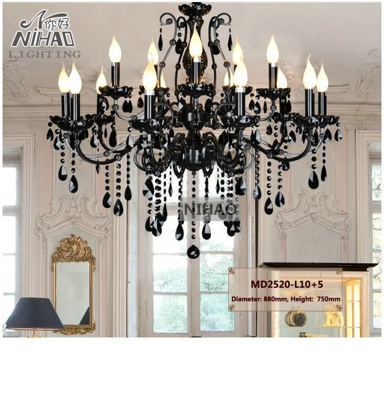 Vintage Black 15 Arms Crystal Chandelier Light Fixture Large American Wrought Iron Chandelier Hanging Light MD2520 L15
Vintage Black 15 Arms Crystal Chandelier Light Fixture Large American Wrought Iron Chandelier Hanging Light MD2520 L15