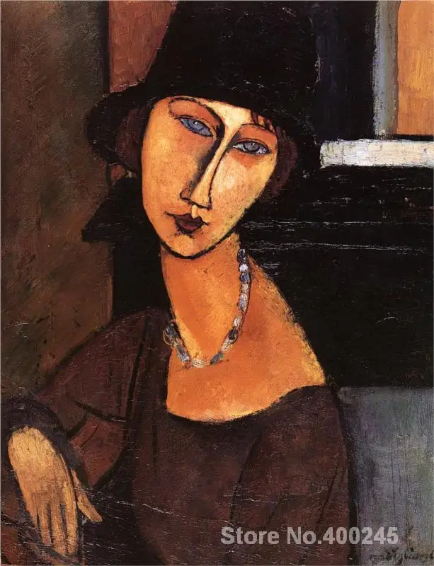Portrait Oil Painting Woman Jeanne Hebuterne with Hat and Necklace by Amedeo Modigliani Room decor Hand painted High quality
Portrait Oil Painting Woman Jeanne Hebuterne with Hat and Necklace by Amedeo Modigliani Room decor Hand painted High quality
