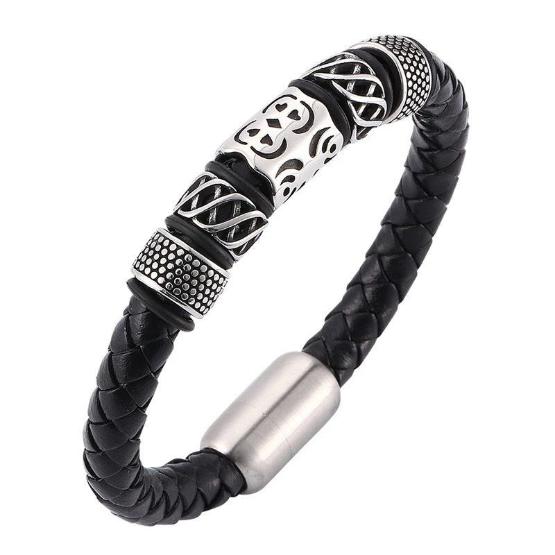 Newest Handmade Bracelet Men Jewelry Black Braided Leather Bracelet Punk Stainless Steel Magnetic Clasp Male Wrist Band SP0095
Newest Handmade Bracelet Men Jewelry Black Braided Leather Bracelet Punk Stainless Steel Magnetic Clasp Male Wrist Band SP0095