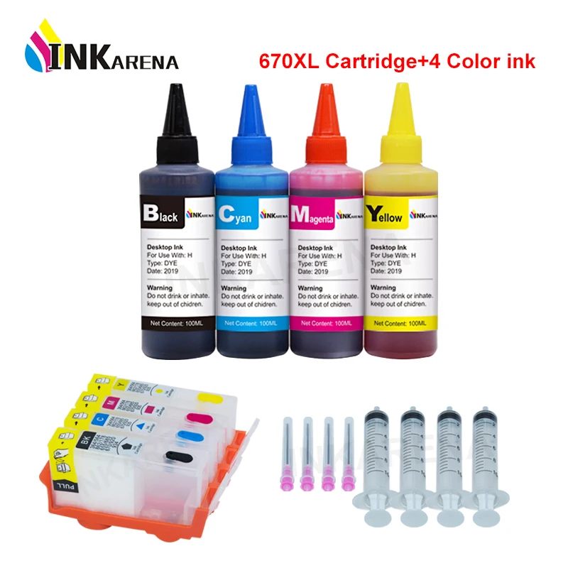 INKARENA 670XL Compatible For HP 670 Refill Ink Cartridge Deskjet 3525 4615 4625 5525 4525 6520 6525 + 4 Color Printer Ink
INKARENA 670XL Compatible For HP 670 Refill Ink Cartridge Deskjet 3525 4615 4625 5525 4525 6520 6525 + 4 Color Printer Ink