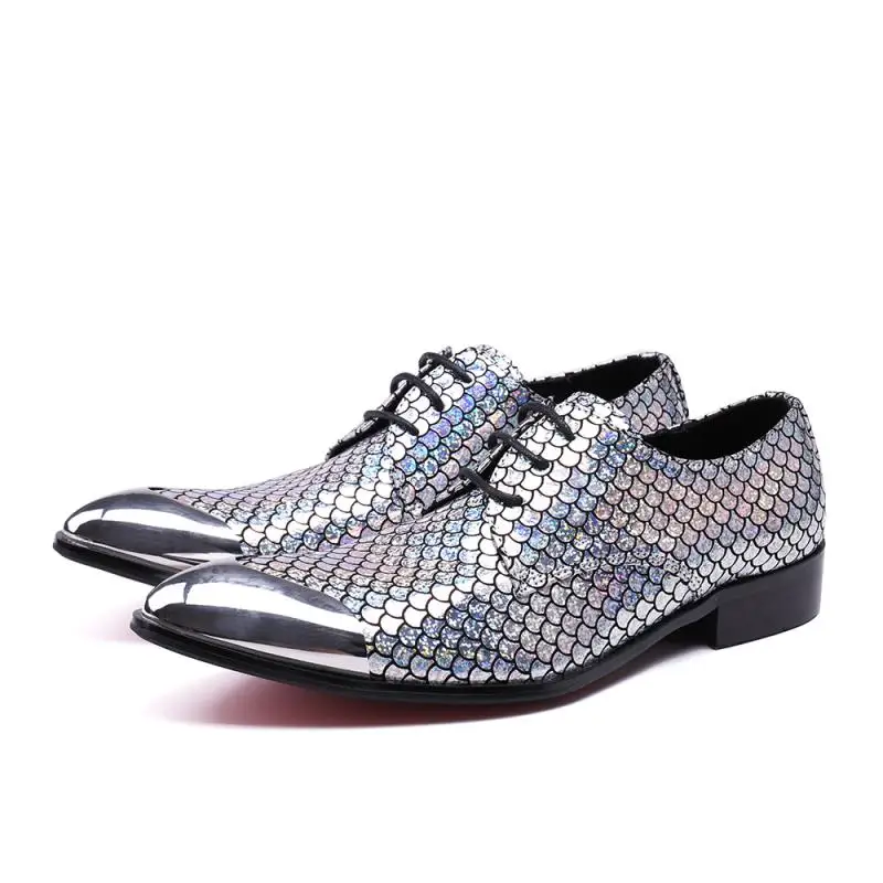 Zapatos Spring 2018 Fish Pattern Metal Toe Mens Dress Shoes Lace up Silver Men Leather Shoes Luxury Brand Spring Italian Shoes
Zapatos Spring 2018 Fish Pattern Metal Toe Mens Dress Shoes Lace up Silver Men Leather Shoes Luxury Brand Spring Italian Shoes