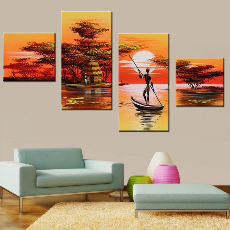 African Women Painting Hand Painted Abstract African Landscape Painting Set 4 Panel Wall Art Artwork Acrylic Canvas Pictures
African Women Painting Hand Painted Abstract African Landscape Painting Set 4 Panel Wall Art Artwork Acrylic Canvas Pictures