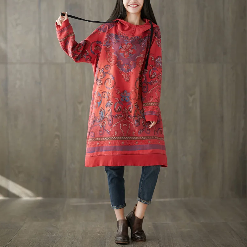 Mori Girl Oversize Hooded Dress Casual Printed Bat Sleeve Drawstring Hooded Long Dress Plus Size Baggy Knitted cowboy Dresses
Mori Girl Oversize Hooded Dress Casual Printed Bat Sleeve Drawstring Hooded Long Dress Plus Size Baggy Knitted cowboy Dresses