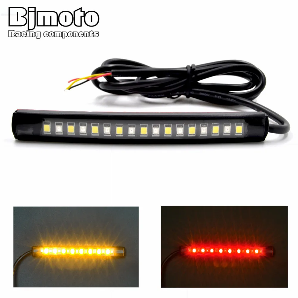 BJMOTO Universal LED Car Motorcycle Tail Brake Lights Turn Signal Light Strip 17 Leds License Plate Light Flashing Stop Lights
BJMOTO Universal LED Car Motorcycle Tail Brake Lights Turn Signal Light Strip 17 Leds License Plate Light Flashing Stop Lights
