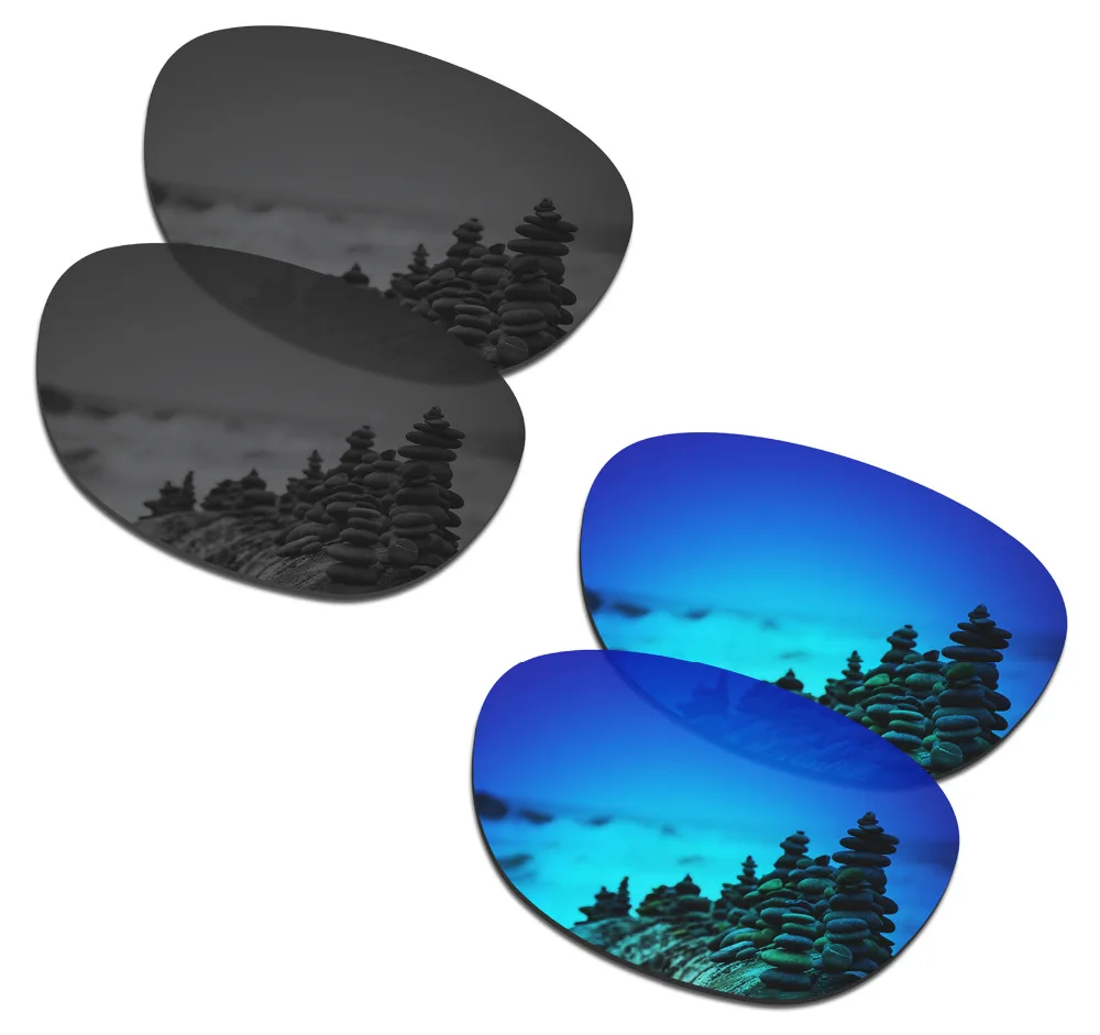 

SmartVLT 2 Pairs Polarized Sunglasses Replacement Lenses for Oakley Stringer Stealth Black and Ice Blue