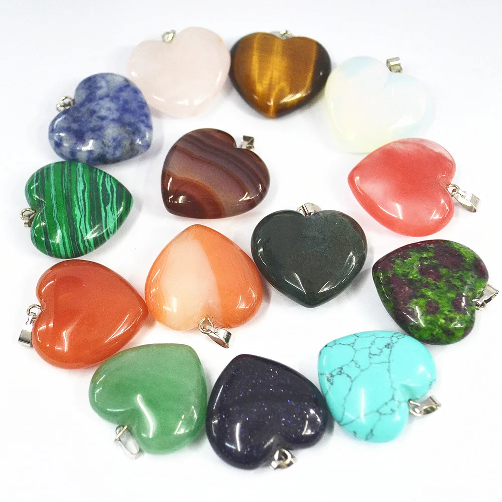 Fashion Mixed Color Natural Gem Stone Heart Pendants Charms For Women Jewelry Making 25*23*10mm Wholesale 12Pcs Free Shipping
Fashion Mixed Color Natural Gem Stone Heart Pendants Charms For Women Jewelry Making 25*23*10mm Wholesale 12Pcs Free Shipping