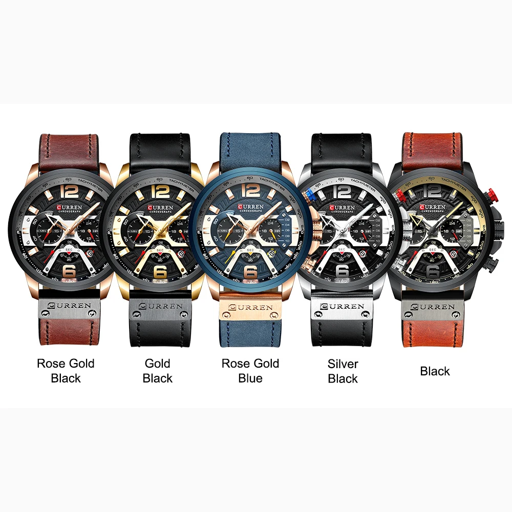 CURREN Sport Watch Men Top Brand Luxury Chronograph Men Watches Leather Fashion Quartz Man Clock Waterproof Wristwatches
CURREN Sport Watch Men Top Brand Luxury Chronograph Men Watches Leather Fashion Quartz Man Clock Waterproof Wristwatches