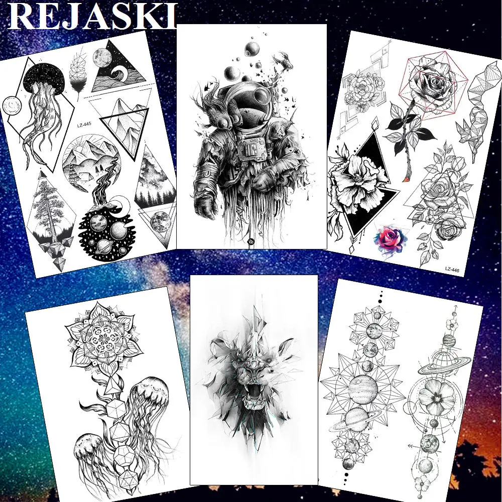 REJASKI Astronaut Universe Graffiti Planets Temporary Tattoos For Women Sticker Geometric Black Tatoos Art Fake Custom Tattoo
REJASKI Astronaut Universe Graffiti Planets Temporary Tattoos For Women Sticker Geometric Black Tatoos Art Fake Custom Tattoo