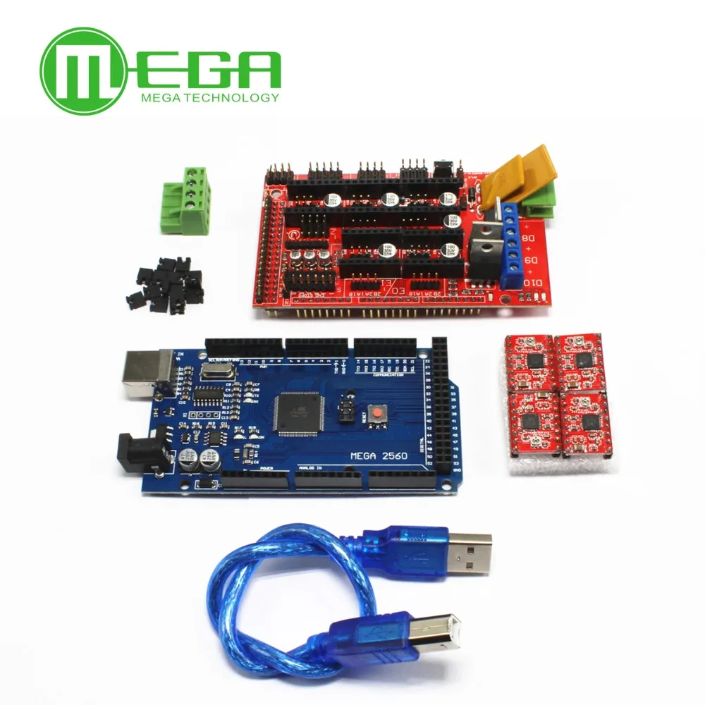 Mega 2560 R3 + 1 контроллер RAMPS 1,4 + 4 шт. модуль шагового драйвера A4988 для комплекта 3D-принтера
Mega 2560 R3 + 1 контроллер RAMPS 1,4 + 4 шт. модуль шагового драйвера A4988 для комплекта 3D-принтера