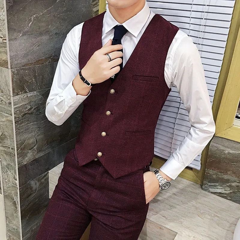 High Quality Mens Plaid Vest and pants Business Casual Waistcoat vests men Autumn New suit Vest Men
High Quality Mens Plaid Vest and pants Business Casual Waistcoat vests men Autumn New suit Vest Men